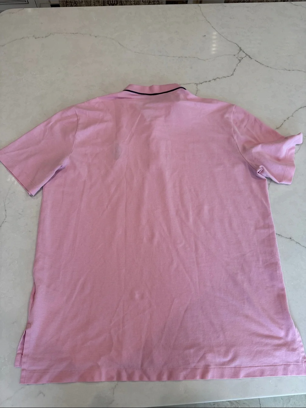 Ralph Lauren Pink Polo with Navy Pony and Collar Trim - Picture 8 of 8